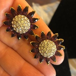 Amethyst Crystal Pavé Center Vintage Earrings-Boutique